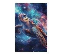 Cafemira Wooden Jigsaw Puzzle 1000 Piece For Adult,A Majestic Sea Turtle Gracefully Glides Through The Cosmic Waters,Relieve Stress And Enjoy The Fun Of Solving,Let Your Imagination Run Wild