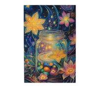 Cafemira Wooden Jigsaw Puzzle 1000 Piece For Adult,A Whimsical Still Life,Featuring Glowing Glass Jar,Relieve Stress And Enjoy The Fun Of Solving,Deep Relaxation For Yourself,Stunning Artwork