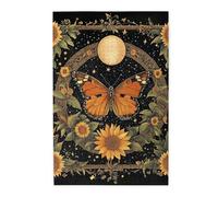 Cafemira Wooden Jigsaw Puzzle 1000 Piece for Adult,Central Butterfly Surrounded by Sunflowers and Stars,Pieces Fit Together Perfectly,Exercise Hands on Skills and Thinking,challenge to yourself