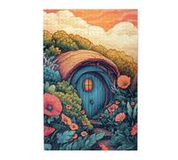 Cafemira Wooden Jigsaw Puzzle 1000 Piece For Adult,Cheerful Colorful Cottage,Exercise Your Hands On Skills,Relax And Enjoy The Fun Of Solving,Brain Challenge,Complete With Family And Friends