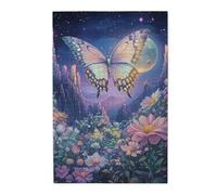 Cafemira Wooden Jigsaw Puzzle 1000 Piece For Adult,Exquisite Butterfly In Moonlit Flower Garden,Exercise Hands On Skills And Thinking,Brainstorming For Stress Relief,Complete With Family
