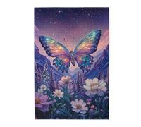 Cafemira Wooden Jigsaw Puzzle 1000 Piece For Adult,Exquisite Purple Butterfly In Blooming Garden,Every Piece Is Unique,Exercise Hands On Skills And Thinking,Brainstorming For Stress Relief,