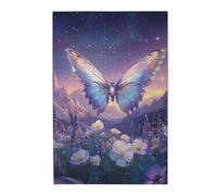 Cafemira Wooden Jigsaw Puzzle 1000 Piece For Adult,Exquisite Purple Butterfly In Blooming Garden,Exercise Hands On Skills And Thinking,Brainstorming For Stress Relief,Every Piece Is Unique