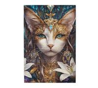 Cafemira Wooden Jigsaw Puzzle 1000 Piece For Adult,Gothic Goddess Cat,Mythical Feline Deity,Relieve Stress And Enjoy The Fun Of Solving,Great For Relaxation And Display,Challenge To Yourself