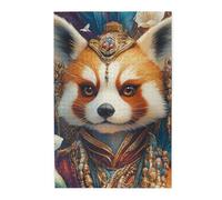 Cafemira Wooden Jigsaw Puzzle 1000 Piece For Adult,Gothic Red Panda In Ornate Attire,Darkly Elegant Wildlife Portrait,Relieve Stress And Enjoy The Fun Of Solving,Let Your Imagination Run Wild
