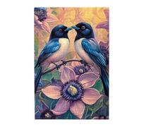 Cafemira Wooden Jigsaw Puzzle 1000 Piece For Adult,Two Elegant Magpies Among Flowers,Symbol Of Good Fortune,Relieve Stress And Enjoy The Fun Of Solving,Great For Relaxation And Display