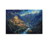 Cafemira Wooden Jigsaw Puzzle 1000 Piece for adults,dreamy Mountains Town,Exercise Hands-on Ability and Thinking Patience,Challenging Brain Exercise,Complete with family and friends