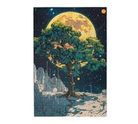 Cafemira Wooden Jigsaw Puzzle 1000 Piece,Planting Trees on The Moon,Whimsical design,Creative Activity Hobbies for Adults,Stress relieving pleasure,Great for Relaxation and Display