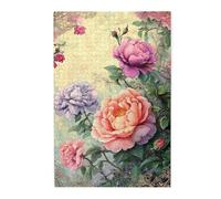 Cafemira Wooden Jigsaw Puzzle 1000 Pieces,Blooming Peonies,Creative Activity Hobbies for Adults,Relax &Enjoy the Fun 0f Solving,Every Piece is Unique,Gifts for Friends,Nostalgic Retro Design