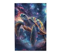 Cafemira Wooden Jigsaw Puzzle 1000 Pieces For Adults,A Majestic Sea Turtle Gracefully Glides Through The Cosmic Waters,Great For Relaxation And Display,Exercise Your Hands On Skills