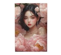 Cafemira Wooden Jigsaw Puzzle 1000 Pieces For Adults,Beautiful Woman Standing Among The Flowers,Great For Relaxation And Display,Exercise Your Hands On Skills,Stress Relieving Pleasure