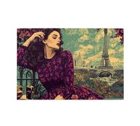 Cafemira Wooden Jigsaw Puzzle 1000 Pieces For Adults,Nostalgic Posters Of City Landmarks And Beautiful Women,Relax Enjoy The Fun Of Solving,Exercise Your Hands On Skills,Challenge To Yourself