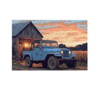 Cafemira Wooden Jigsaw Puzzle 1000 Pieces For Adults,Rustic Vintage Car At Sunset,Relax Enjoy The Fun Of Solving,Exercise Your Hands On Skills,Complete With Family Friends,Every Piece Is Unique