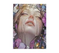 Cafemira Wooden Jigsaw Puzzle 500 Pcs,A beautiful celestial goddess, in the style of stained glass,Creative Activity Hobbies for Adults,Relax and enjoy the fun of solving,Stunning Artwork