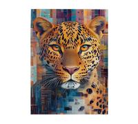 Cafemira Wooden Jigsaw Puzzle 500 Pcs,A leopard in the style of an optical illusion,Creative Activity Hobbies for Adults,Relax and enjoy the fun of solving,Stunning Artwork,gift for animal lover