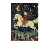 Cafemira Wooden Jigsaw Puzzle 500 pcs,Boy Riding White Horse Under Starry Sky,Creative Activity Hobbies for Adults,Relieve Stress and Enjoy the Fun of Solving,Pieces Fit Together Perfectly