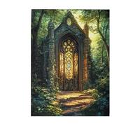 Cafemira Wooden Jigsaw Puzzle 500 pcs,Colorful glass mysterious door,Creative Activity Hobbies for Adults,Relax and Enjoy the Fun of Solving,Exercise your hands on skills,Every Piece is Unique