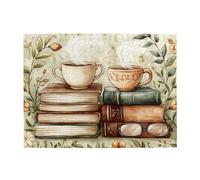 Cafemira Wooden Jigsaw Puzzle 500 pcs,for Adults,Classics vintage-style books,steaming teacups,Relax and Enjoy the Fun of Solving,Exercise your hands on skills,pleasure both body and mind