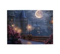 Cafemira Wooden Jigsaw Puzzle 500 pcs for Adults,Enchanted Night Castle Landscape,Hands on assembly of your home decor wall art,Challenging Brain Exercise,Enjoy the Puzzles Solving Process