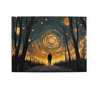 Cafemira Wooden Jigsaw Puzzle 500 pcs for Adults,In a surreal forests of silence,the man walks alone,Hands on assembly of your home decor wall art,Deep relaxation for yourself