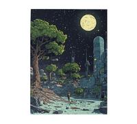 Cafemira Wooden Jigsaw Puzzle 500 pcs for Adults,Moon Base Afforestsation,Unique Space Exploration Artwork,Exercise Hands-on Ability and Thinking Patience,Ideal for Relaxation and Family Fun