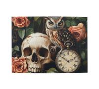 Cafemira Wooden Jigsaw Puzzle 500 Pcs For Adults,Owl Perched On A Human Skull,Relieve Stress And Enjoy The Fun Of Solving,Hands On Assembly Of Your Home Decor Wall Art,Gift For Animal Lover