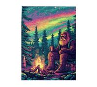 Cafemira Wooden Jigsaw Puzzle 500 pcs,for Adults,whimsical The gorilla sat by the campfire,Relax and Enjoy the Fun of Solving,Exercise your hands on skills,pleasure both body and mind