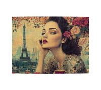 Cafemira Wooden Jigsaw Puzzle 500 Pcs,Nostalgic Posters Of City Landmarks And Beautiful Women,Relieve Stress And Enjoy The Fun Of Solving,Hands On Assembly Of Your Home Decor Wall Art,For Adults