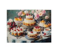 Cafemira Wooden Jigsaw Puzzle 500 pcs,Oil painting of a table full of cakes,Adult puzzles game,Exercise Hands on Skills &Thinking,Relieve Stress and Enjoy the Fun of Solving Puzzles,