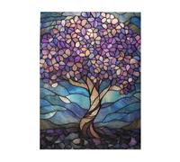 Cafemira Wooden Jigsaw Puzzle 500 pcs,Unique Stained glass trees,Creative Activity Hobbies for Adults,Relax &Enjoy the Fun of Solving,Exercise your hands on skills,pleasure both body and mind