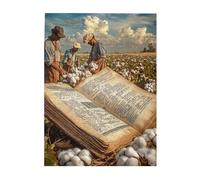 Cafemira Wooden Jigsaw Puzzle 500 Pcs,workers picking cotton fields&old book,relieve stress and enjoy the fun of solving,Hands on assembly of your home decor wall art,gifts for Adults,