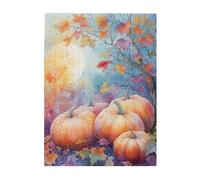 Cafemira Wooden Jigsaw Puzzle 500 Piece for Adult,A colorful watercolor painting of pumpkins,Stunning Artwork,Exercise Hands on Skills and Thinking,Relax and Enjoy the Fun of Solving Puzzles