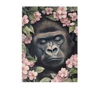 Cafemira Wooden Jigsaw Puzzle 500 Piece For Adult,A Gorilla Sleeping In The Midst Of Blooming Cherry Blossoms,Relieve Stress And Enjoy The Fun Of Solving,Deep Relaxation For Yourself