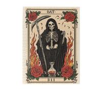 Cafemira Wooden Jigsaw Puzzle 500 Piece for Adult,a grinning skeleton in a black cloak holding a large scythe,Exercise Hands-on Ability & Thinking Patience,Exploratory hobbies and challenges