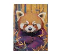 Cafemira Wooden Jigsaw Puzzle 500 Piece for Adult,A red panda in the bamboo forests,Relieve stress and enjoy the fun of solving,Let your imagination run wild,Great for Relaxation and Display