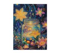 Cafemira Wooden Jigsaw Puzzle 500 Piece for Adult,A whimsical still life,featuring glowing glass jar,Relieve stress and enjoy the fun of solving,Deep relaxation for yourself,Stunning Artwork