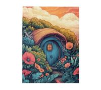 Cafemira Wooden Jigsaw Puzzle 500 Piece for Adult,Cheerful Colorful Cottage,Exercise your hands on skills,Relax and Enjoy the Fun of Solving,Brain Challenge,Complete with family and friends