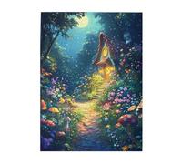 Cafemira Wooden Jigsaw Puzzle 500 Piece for Adult,Enchanted Forests with Magical Cottage,Exercise Hands on Skills and Thinking,Hands on assembly of your home decor wall art,Stunning Artwork