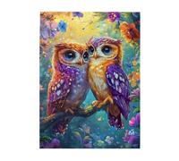 Cafemira Wooden Jigsaw Puzzle 500 Piece for Adult,Owl couple cuddling together,Exercise your hands on skills,Relax and Enjoy the Fun of Solving,Every Piece is Unique,Complete with family friends