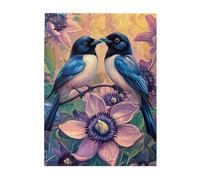 Cafemira Wooden Jigsaw Puzzle 500 Piece for Adult,Two Elegant Magpies Among Flowers,Symbol of Good Fortune,Relieve stress and enjoy the fun of solving,Great for Relaxation and Display