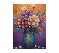 Cafemira Wooden Jigsaw Puzzle 500 Piece for Adult,Vase Bursting with Colorful Flowers,Exercise Hands on Skills and Thinking,Brainstorming for Stress Relief,Exploratory hobbies and challenges