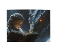Cafemira Wooden Jigsaw Puzzle 500 Piece For Adults,Dragon And Girl Reading Together,Relax And Enjoy The Fun Of Solving Puzzles,Challenging Brain Exercise,Every Piece Is Unique,Gifts For Friends