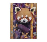 Cafemira Wooden jigsaw Puzzle 500 Pieces for Adults,A red panda in the bamboo forests,Exercise your hands on skills,Stress relieving pleasure,Every Piece is Unique,gift for animal lovers