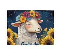 Cafemira Wooden Jigsaw Puzzle 500 Pieces For Adults,Adorable Sheep With Flower Garland & Good Night Wishes,Relax Enjoy The Fun Of Solving,Exercise Your Hands On Skills,Complete With Family