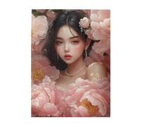 Cafemira Wooden jigsaw Puzzle 500 Pieces for Adults,beautiful woman standing among the flowers,Great for Relaxation and Display,Exercise your hands on skills,Stress relieving pleasure