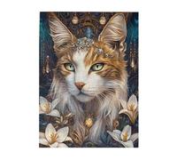 Cafemira Wooden jigsaw Puzzle 500 Pieces for Adults,Divine FelineEnchanting Gothic Cat Goddess,Exercise your hands on skills,Stress relieving pleasure,Complete with family and friends