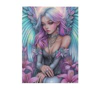Cafemira Wooden Jigsaw Puzzle 500 Pieces For Adults,Enchanting Winged Woman,Relieve Stress And Enjoy The Fun Of Solving,Exercise Your Hands On Skills,Complete With Family Friend,Stunning Artwork