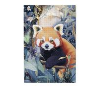 Cafemira Wooden Jigsaw Puzzle For Adults 1000 Piece,Adorable Red Panda Climbing Tree In Zoo,Relieve Stress& Enjoy The Fun Of Solving,Great For Relaxation And Display,Gift For Animal Lovers