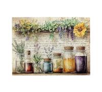 Cafemira Wooden Jigsaw Puzzle For Adults 500 Piece,Charming Herb & Flower Arrangements In Glass Bottles And Jars,Exercise Your Hands On Skills,Relieve Stress& Enjoy The Fun Of Solving