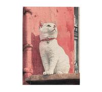 Cafemira Wooden jigsaw Puzzle for Adults 500 Piece,The white kitten looking up at the sky,Exploratory hobbies and challenges,Brainstorming for Stress Relief,gift for animal lovers